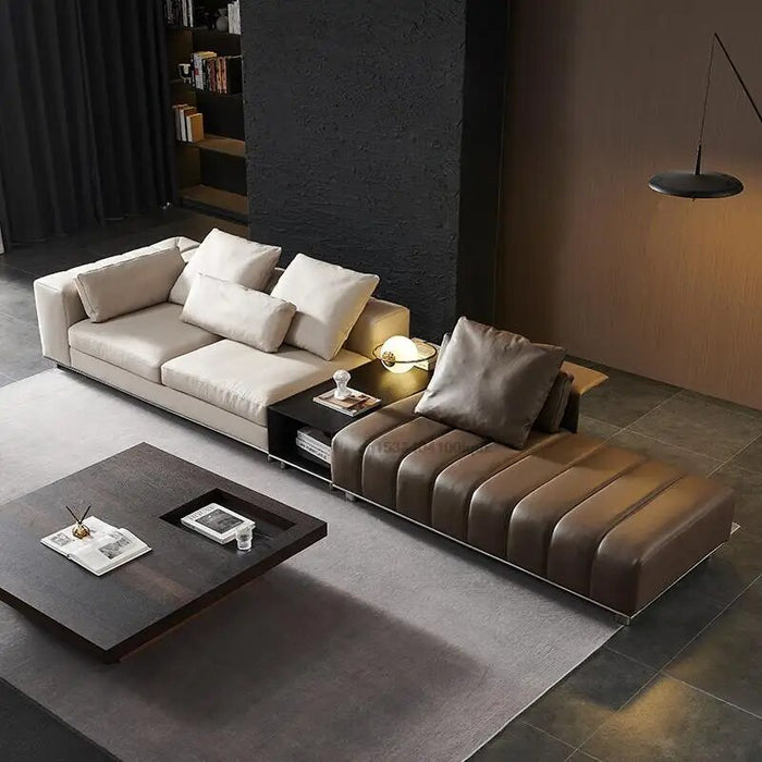 Italian Designer Light Luxury Genuine Leather Corner Combination New Arrival Minimalist Large Villa High-end Custom Sofa Set