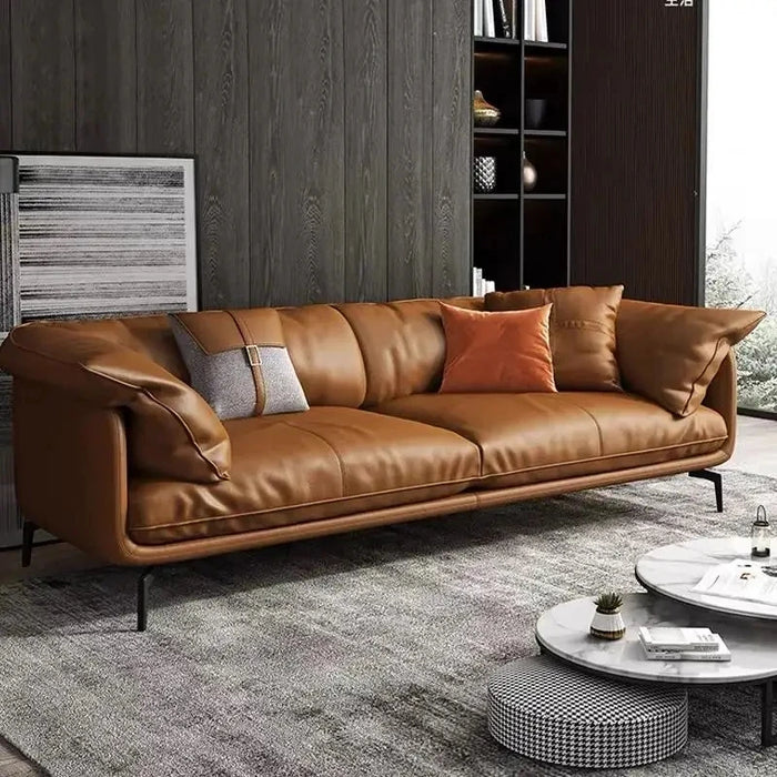 Italian Minimalist SofasFeather Leather Couch Modern Living Room Furniture Small Sofas Apartment Slaapbank Lounge Furniture