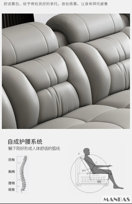 MINGDIBAO Italian Genuine Leather Sectional Sofa with USB Charge, Bluetooth Speaker and Projector - Perfect for Your Living Room