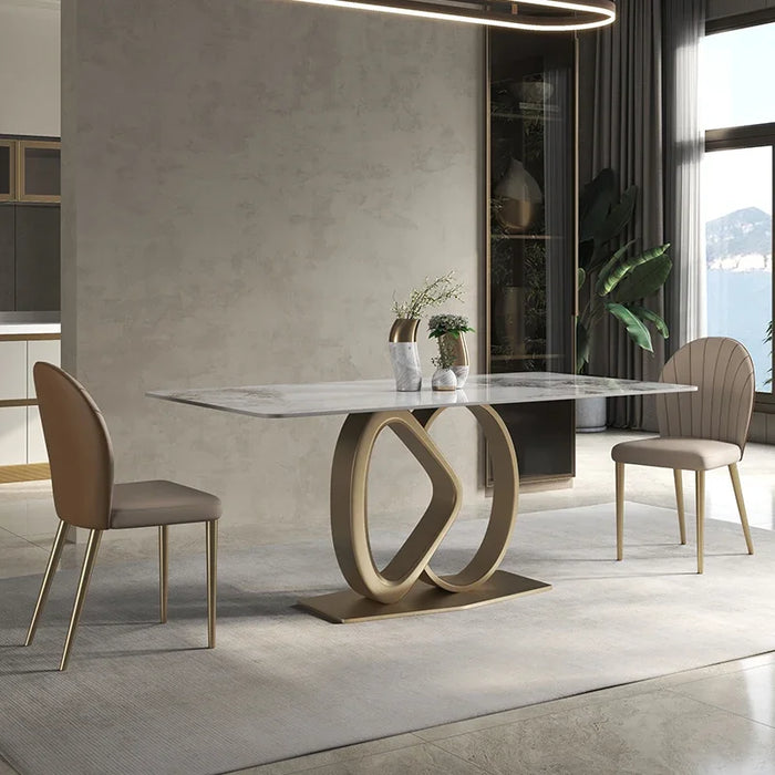 Italian Light Luxury Bright Slate Dining Table High-end Restaurant Console Large Flat Floor Creative Marble Rectangular Table