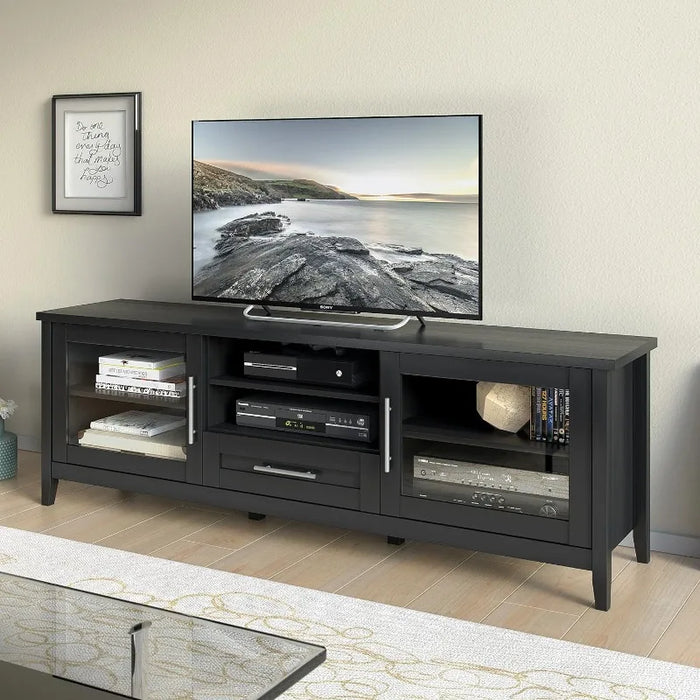 CorLiving Jackson TV Bench, 80", Black Wood Grain