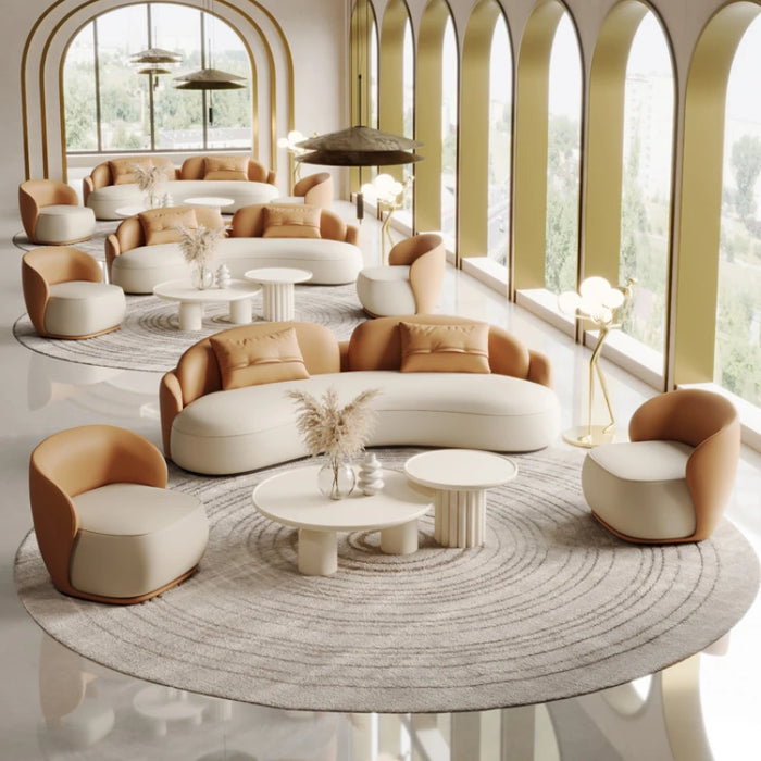 Curved circular reception and negotiation sofa combination