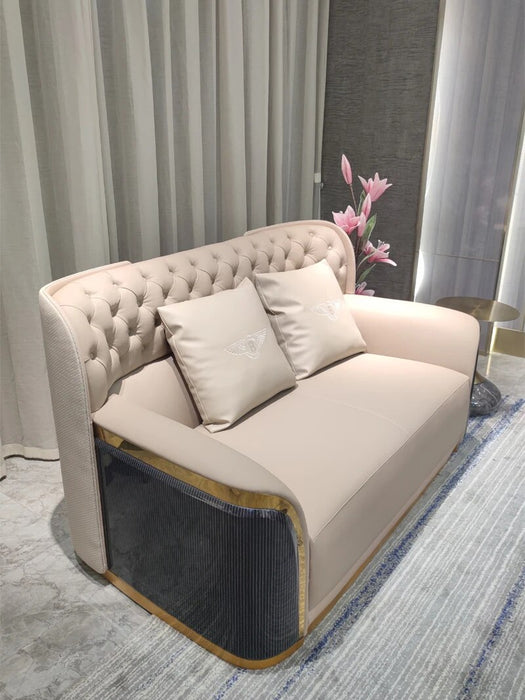 Italian light luxury leather sofa villa large high-end luxury straight row high back layer cowhide combination