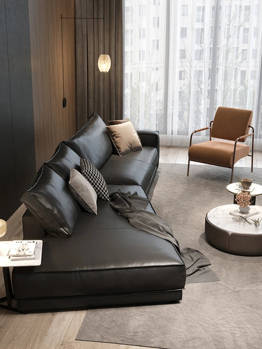 Italian light luxury special-shaped leather sofa modern simple corner arc living room small flat straight row sofa