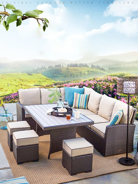 Outdoor rattan chair sofa simple creative L-shaped corner sofa combination furniture