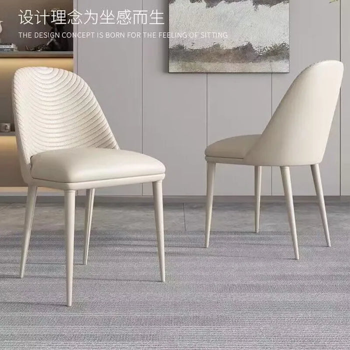 Italian light luxury leather dining chair restaurant home modern simple chair nordic minimalist designer white chair furniture