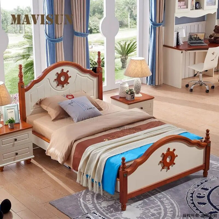 American Country Style Individual Kid Bed For Boys And Girls 1.2/1.5m Modern Teenager Bedroom Furniture Simple Children Bed