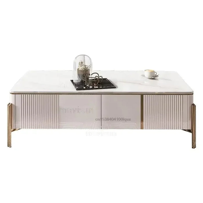 Shelf Tv Stand Modern High Quality Luxury TV Cabinet Coffee Tables Set Gold Stand Slate Tabletop For Living Room Furniture
