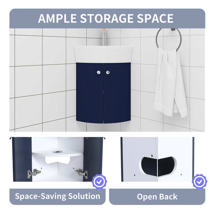 Corner Bathroom Vanity And Sink Combo Wall Mounted Cabinet Set For Small Space Space Saving Floating Storage Cabinet