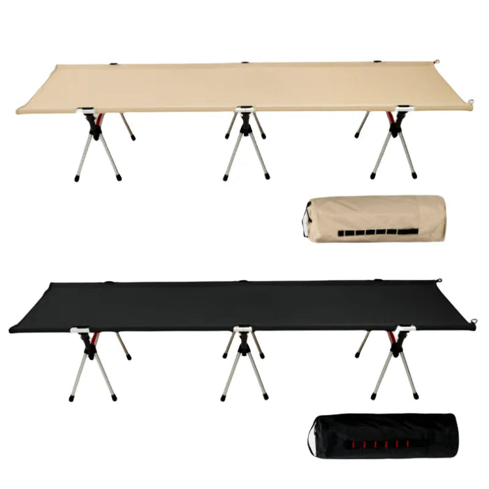 Outdoor aluminum alloy folding bed portable camping marching bed camping height adjustable lunch break single bed