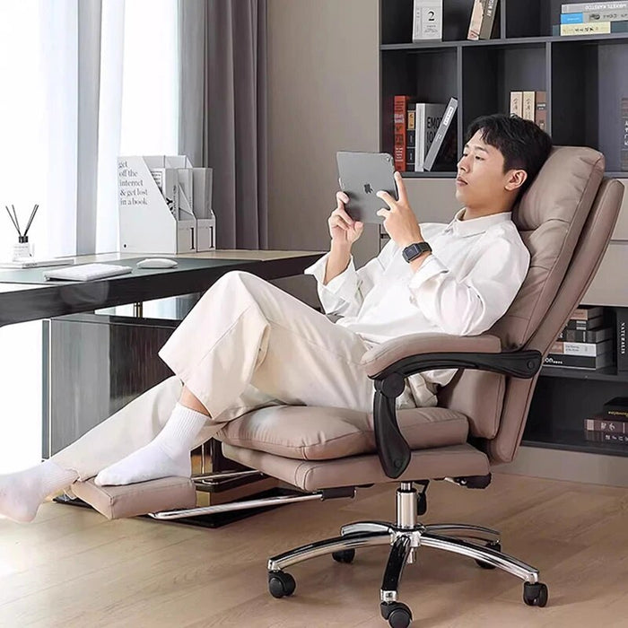 Design Leather Recliner Office Chair Ergonomic Nordic Executive Leisure Rotating Chair Relax Fashion Chaise De Bureau Furniture