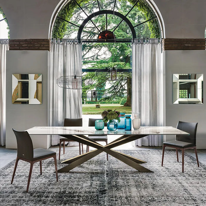 Custom Luxury Rock Board Dining Table And Chair Modern Simple Rectangular Large Villa Dining Table Set Comedor Kitchen Furniture