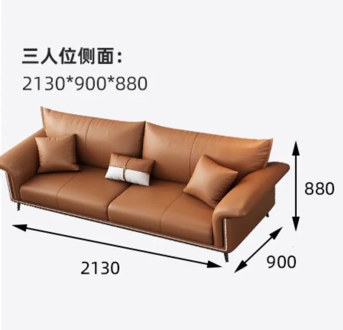 Italian luxury leather office sofa combination suit leather sofa for business reception