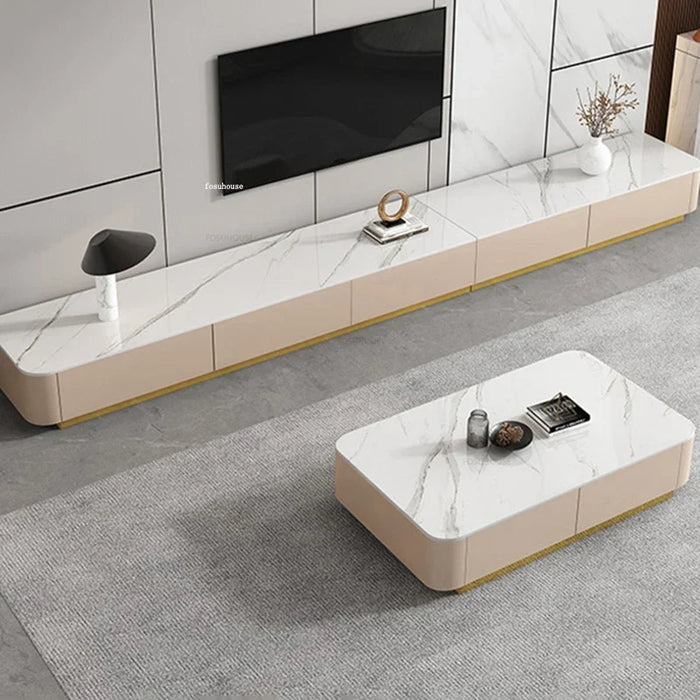 Italian Light Luxury Slate TV Stands Minimalist Home Floor TV Cabinet Coffee Table Combination Drawer Living Room Furniture