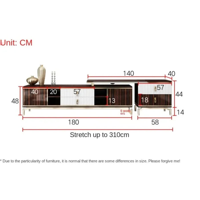Simple Postmodern Tea Table TV Cabinet Combination Living Room Furniture Metal Retractable Black Floor Cabinet Furniture