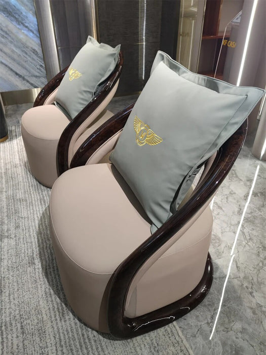 Italian light luxury leather sofa villa large high-end luxury straight row high back layer cowhide combination