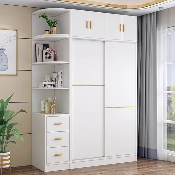 Shelf Adjustable Wardrobe White Nordic Apartment Wooden Wardrobe Storage Portable Roperos Para La Habitacion Home Furniture