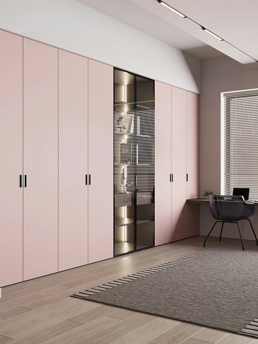 Customized wardrobe for the entire house, one door to the top, imported painted wood veneer molded full series of products