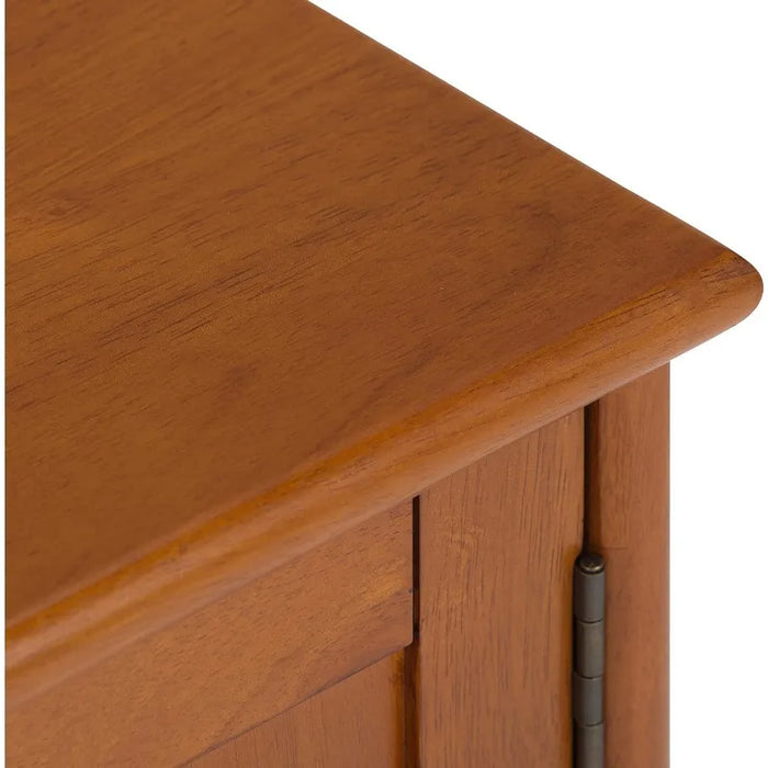 SIMPLIHOME Draper SOLID HARDWOOD 60 Inch Wide Mid Century Modern TV Media Stand in Teak Brown For TVs up to 65 Inches