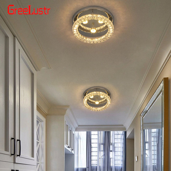 Crystal Led Ceiling Light Modern Nordic Round Surface Mounted Ceiling Lamps Indoor Lighting Aisle Room Bedroom Led Chandeliers