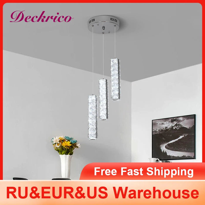 Crystal Ceiling Pendant Light Modern Interior Luxury Decor Room Lamp Living Room Kitchen Led Chandelier Fixtures Bedside Lustre