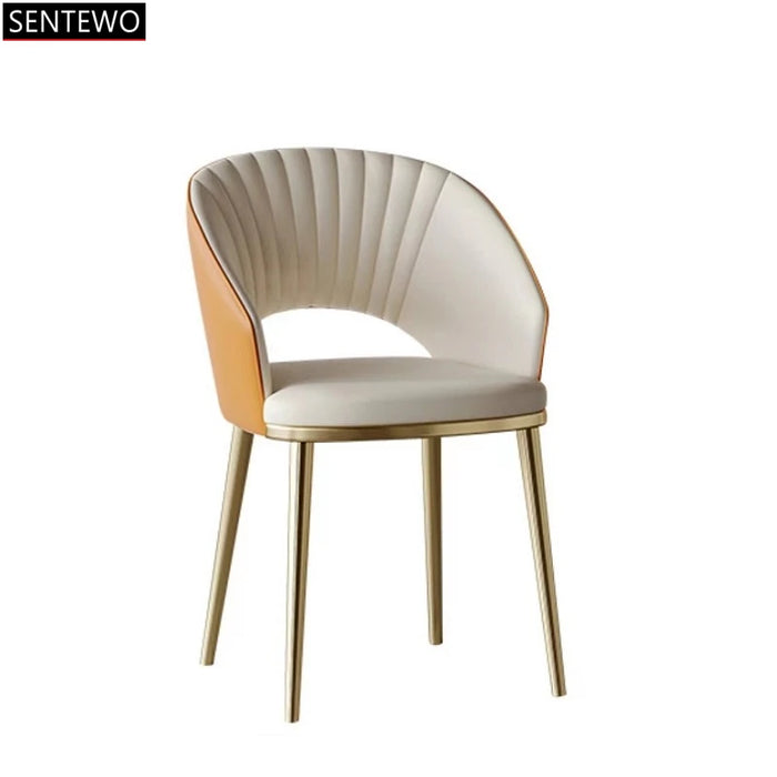 Design Golden Light Luxury Modern Dining Chair Metal Stainless Steel PU Backrest Chair Dining Room Furniture Household Chair