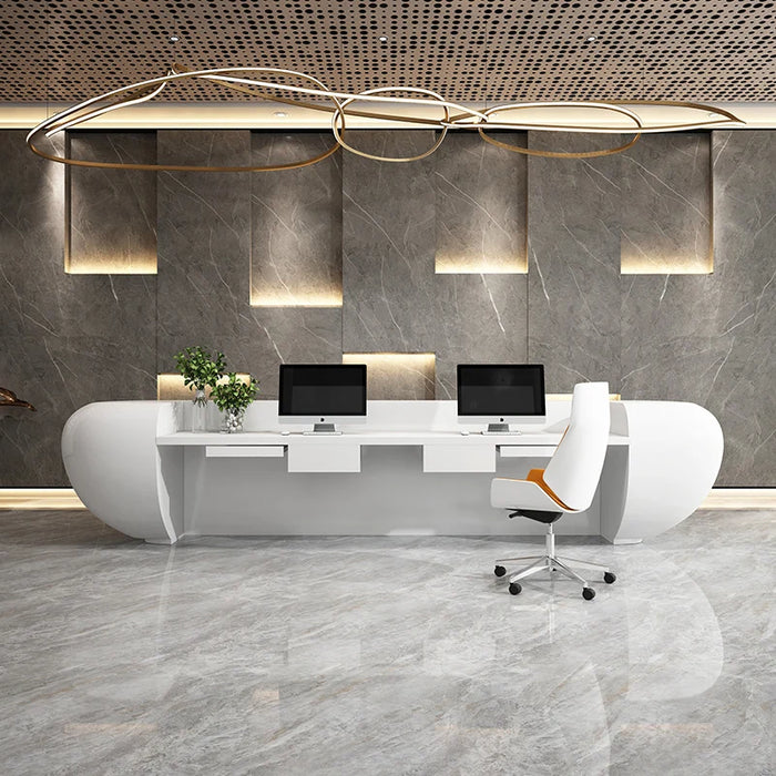 Paint cashier reception desk FRP modern welcome desk creative arc beauty salon bar reception desk