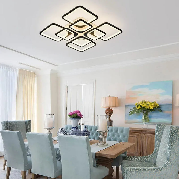 Siittoo Modern Ceiling Light Fixture, Dimmable LED Flush Mount Ceiling Chandelier Lighting with Remote