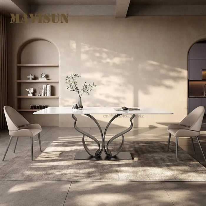 Italian Minimalist Bright Slate Dining Table Light Luxury Kitchen Furniture High-end Villa Restaurant Designer Dining Table Set