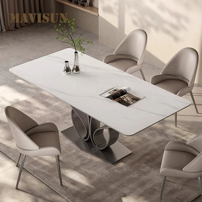 Italian Minimalist Bright Slate Dining Table Light Luxury Kitchen Furniture High-end Villa Restaurant Designer Dining Table Set