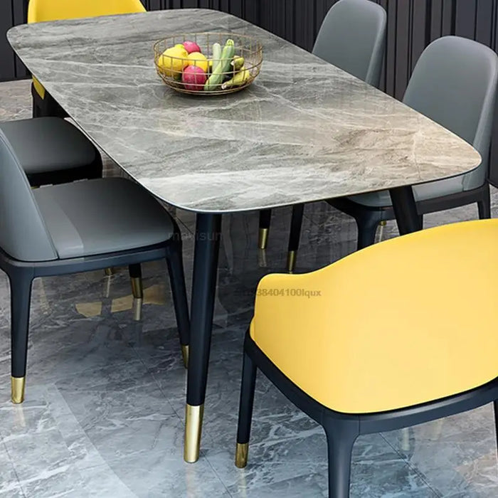 Italian Style Luxury Dining Room Sets Minimalist Furniture Kitchen Modern Creative Rectangular Marble Dining Table And Chairs