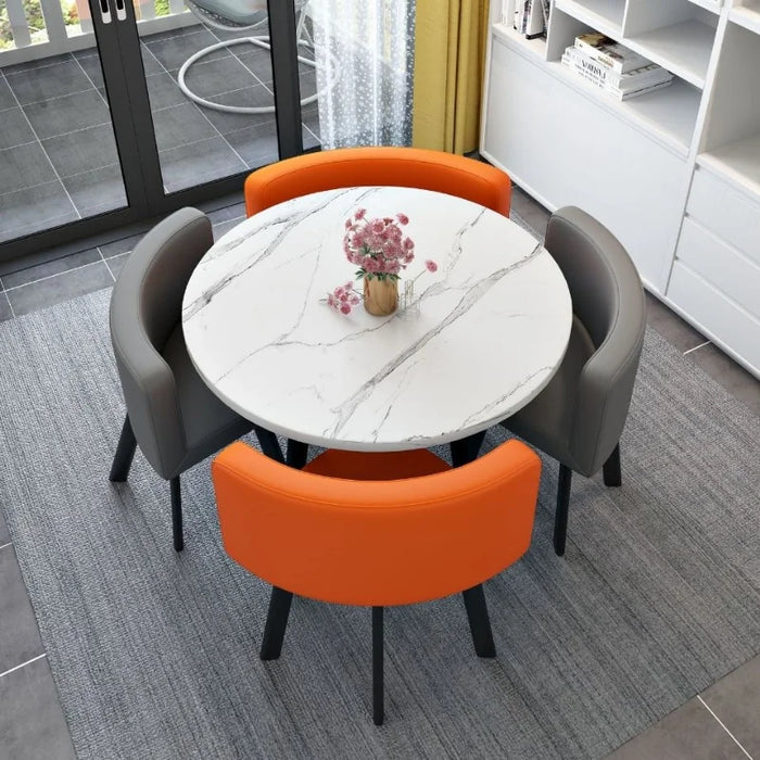 Simple Reception Negotiation Imitation Marble Pattern Wooden Table Chair Group Rest Area Office Meeting Restaurant Table  Chair
