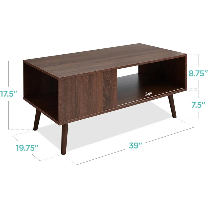 Best Choice Products Wooden Mid-Century Modern Coffee Table, Accent Furniture for Living Room, Indoor, Home Décor w/Open