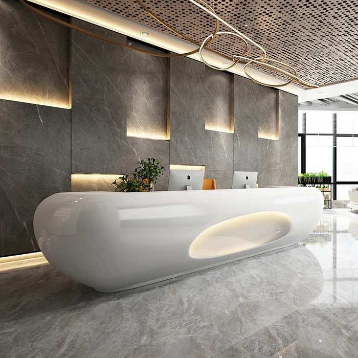 Paint cashier reception desk FRP modern welcome desk creative arc beauty salon bar reception desk