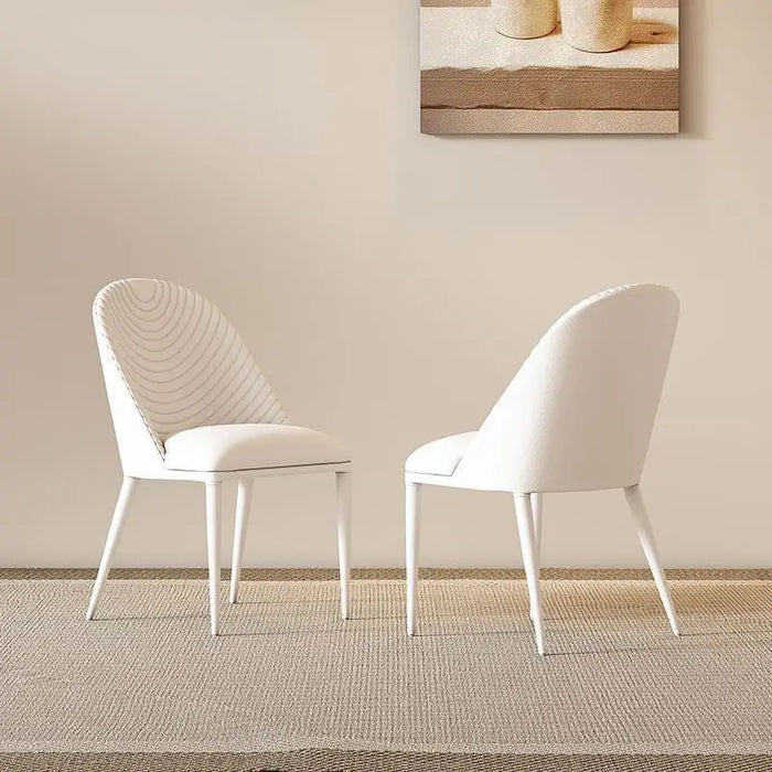 Italian light luxury leather dining chair restaurant home modern simple chair nordic minimalist designer white chair furniture