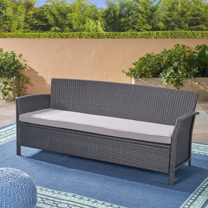 Anton Outdoor Wicker 3 Seater Sofa with Cushion, Brown, Tan outdoor furniture  furniture sofa  patio furniture