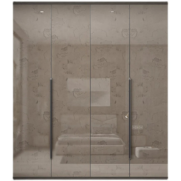 Italian minimalist, light luxury, high gloss wardrobe, customized home bedroom, glass wardrobe, minimalist master bedroom, flat