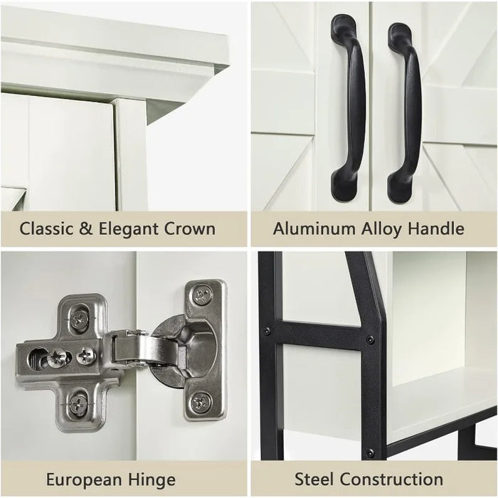 Over The Toilet Storage Cabinet, Over Toilet Bathroom Organizer, Above Toilet Storage Cabinet with Barn Doors Behind Toilet