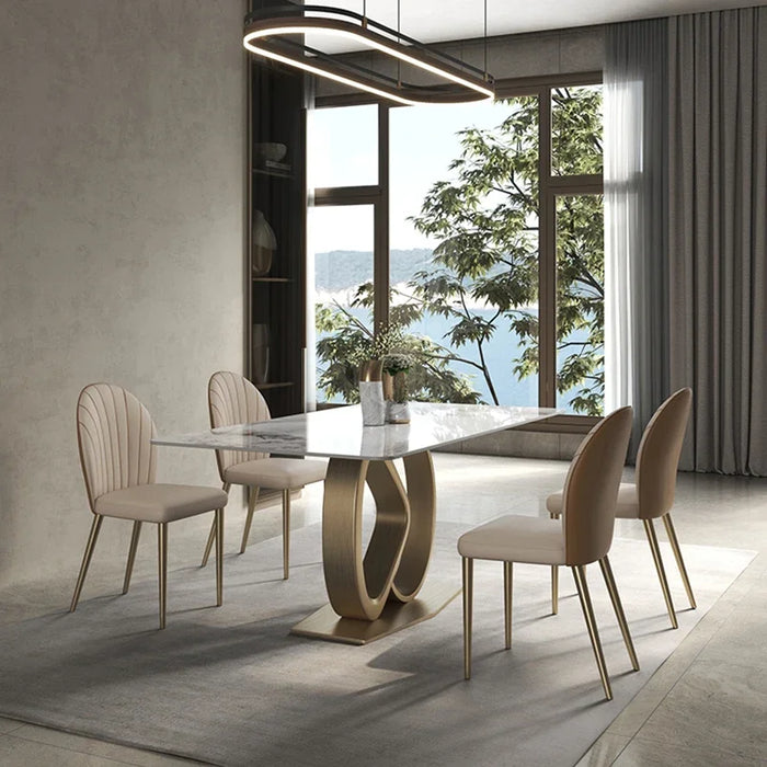 Italian Light Luxury Bright Slate Dining Table High-end Restaurant Console Large Flat Floor Creative Marble Rectangular Table