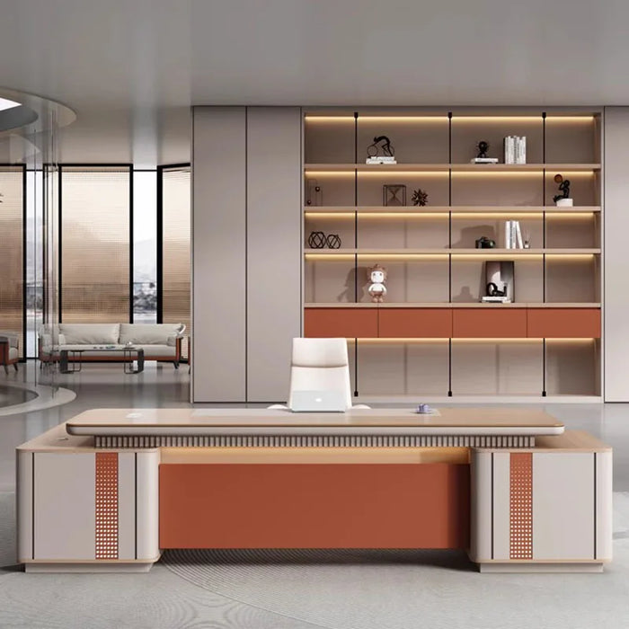 Standing European Office Desk Drawers L Shaped Storage Corner Computer Desk Executive Reception Mesa De Computador Furniture