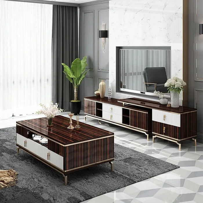 Simple Postmodern Tea Table TV Cabinet Combination Living Room Furniture Metal Retractable Black Floor Cabinet Furniture