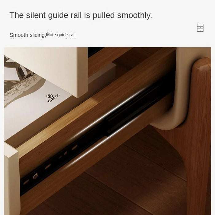 Simple Light Luxury Bedroom Solid Wood Bedside Cabinet Italian Storage House Quiet Wind Bedside Cabinet Modern