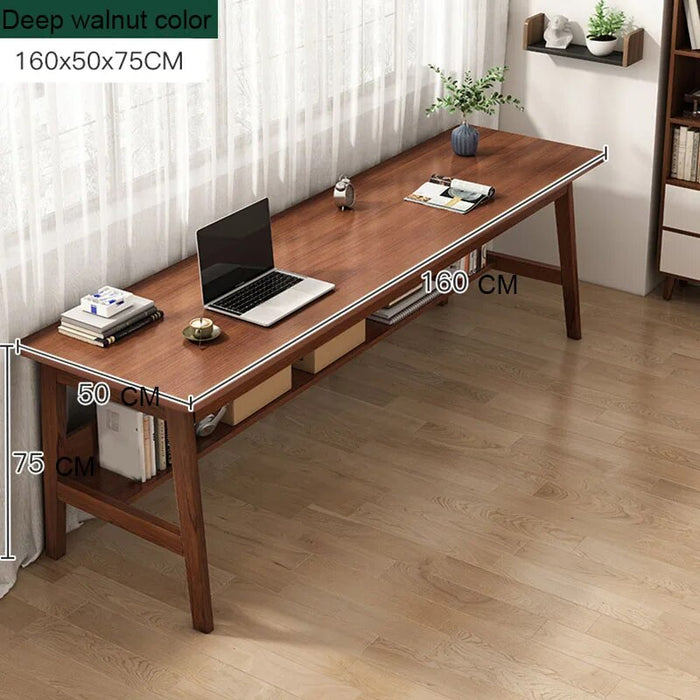 Minimalism Solid Wood Foot Leg Computer Desk Simple Long Table Office Table Household Against The Wall Students Writing Desk