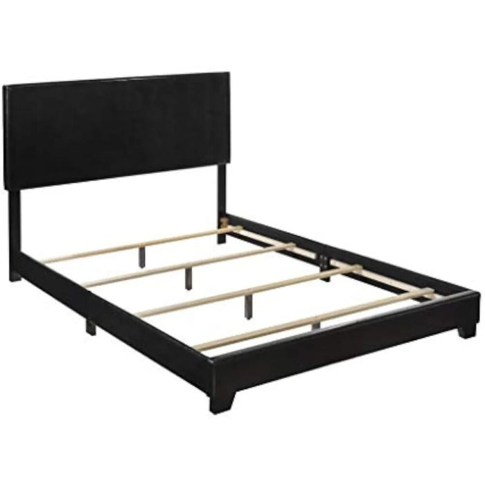 Crown Mark Erin Upholstered Panel Bed in Black,  Bedroom Furniture,  Bed Frame