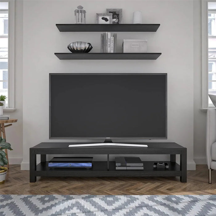 Parsons TV Stand for TVs up to 65", Black Oak  tv stand living room furniture  tv stand cabinet