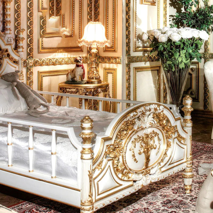 palace solid wood bed master bedroom furniture 1.8m wedding bed carved Italian luxury painted double princess bed