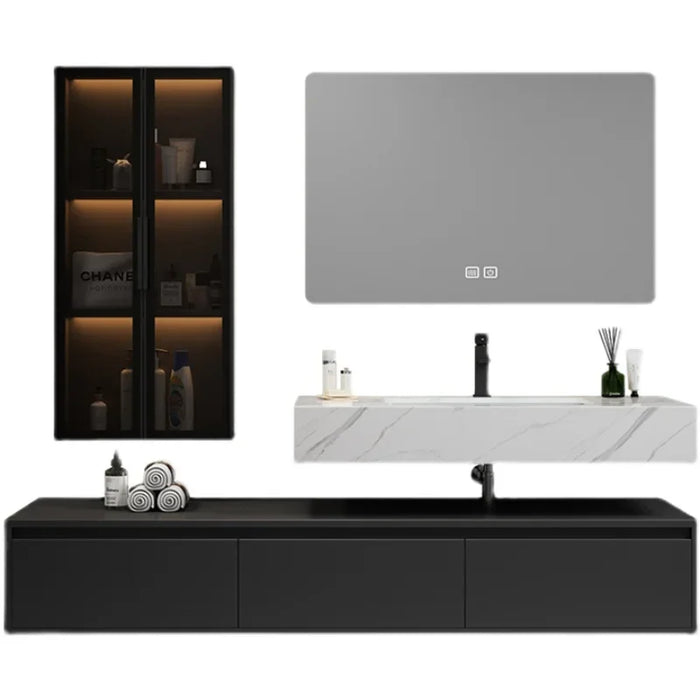 Customized Rock Panel Bathroom Cabinet Minimalist Modern Vanity Toilet Storage  Sink