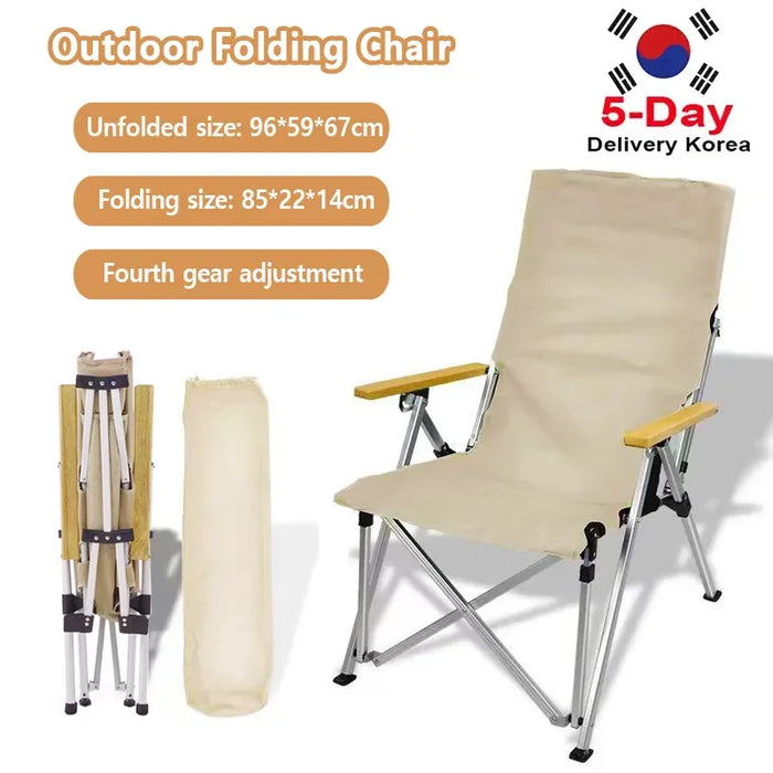 Outdoor Folding Chair Ultra-light Aluminum Alloy Portable Camping Leisure Reclining Chair Fishing Beach Chair 4 Gear Adjustable