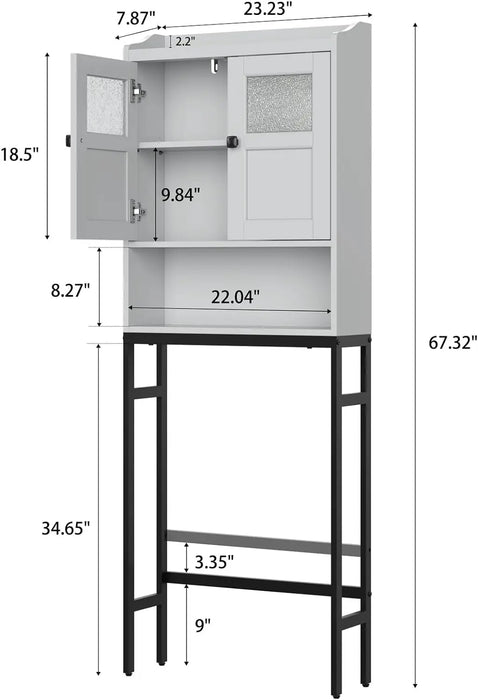 Over The Toilet Storage Cabinet, Bathroom Organizer Over Toilet Storage, Double Doors Over The Toilet Storage Soft Hinges Above