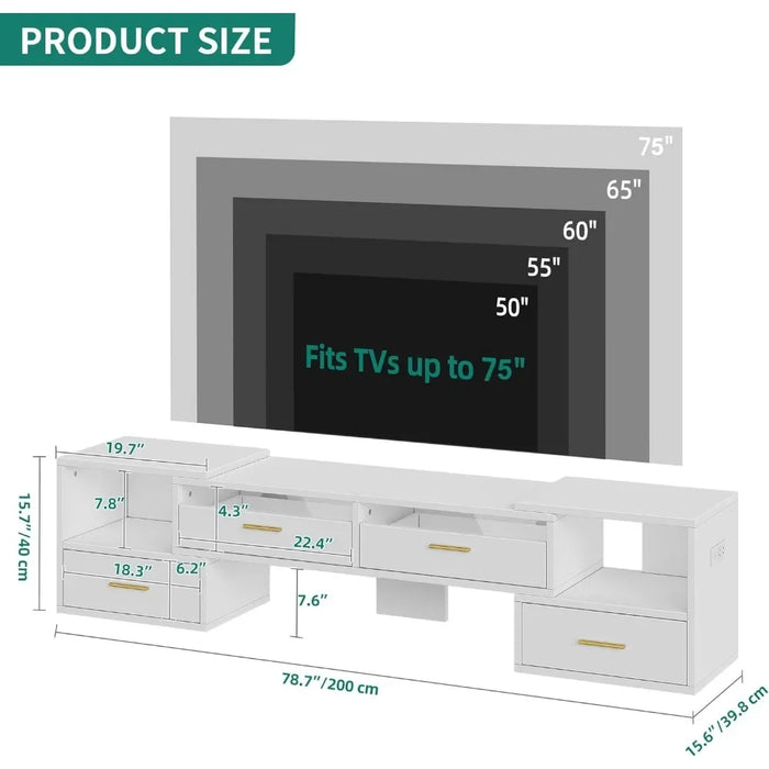 Deformable TV stand with power socket, modern DIY entertainment center,3 pieces of telescopic game TV cabinet in the living room